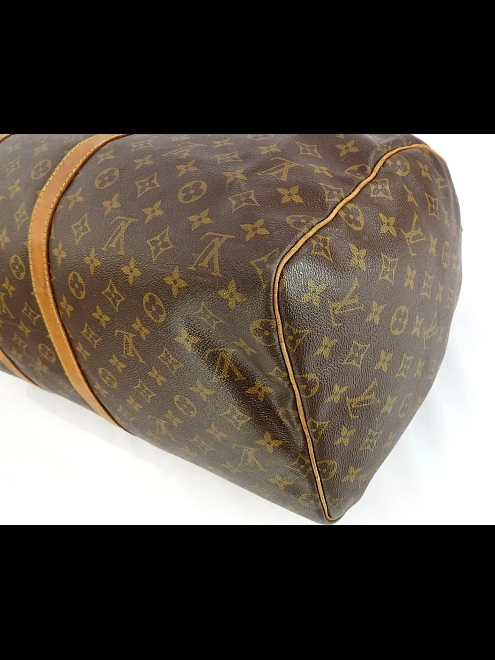 Louis Vuitton Brown Monogram Duffel with Tan Leather Trim